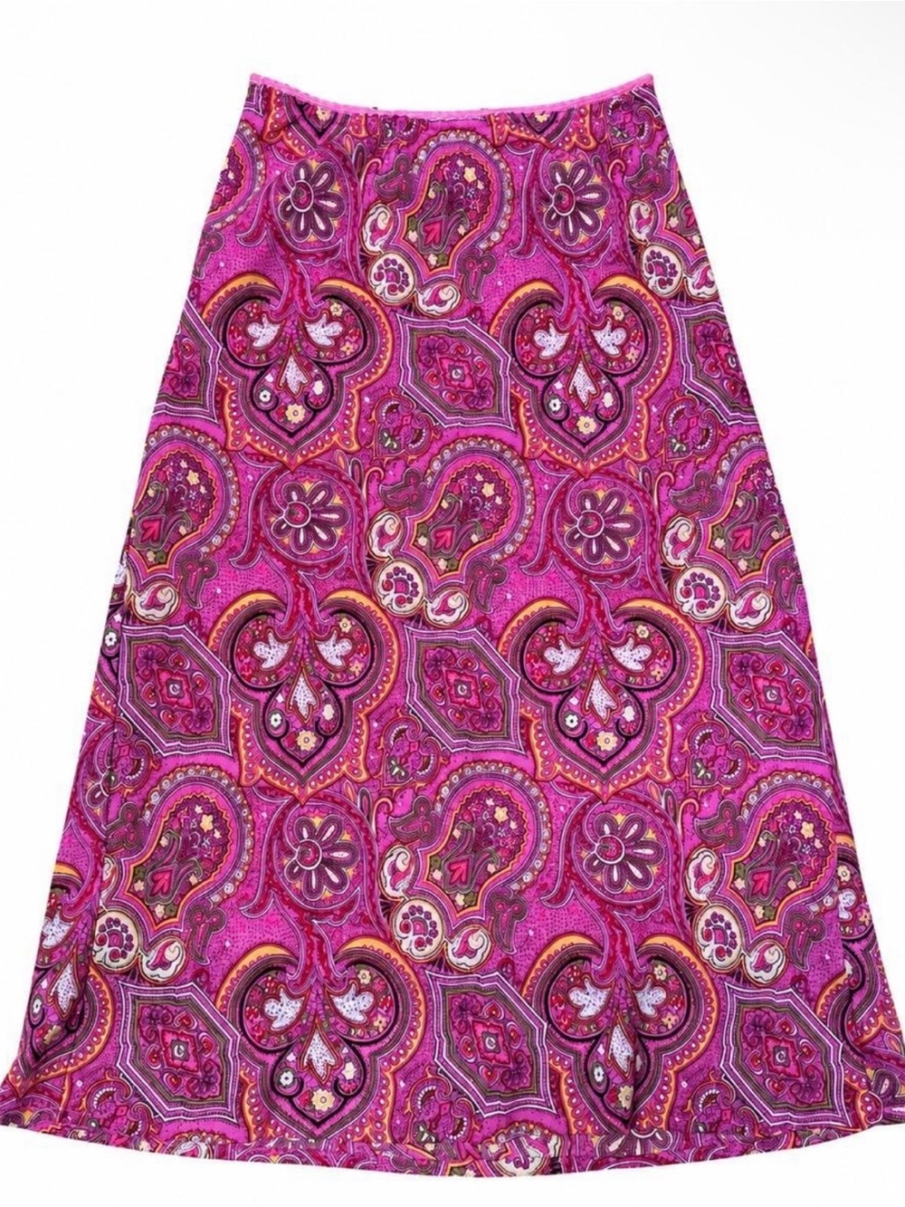 Vintage Y2K Pink Paisley Midi Skirt Fairy Boho Whimsy 2000s Boho Medium Coquette